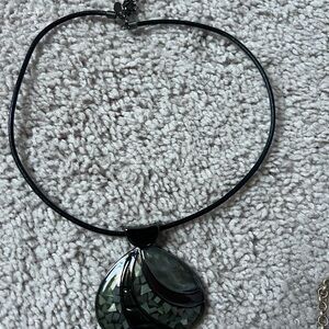 Lia Sophia Black and Silver Mosaic Necklace